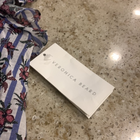 NWT VERONICA BEARD Joi ruffled printed cotton-voile top Size 8 - Picture 10 of 12